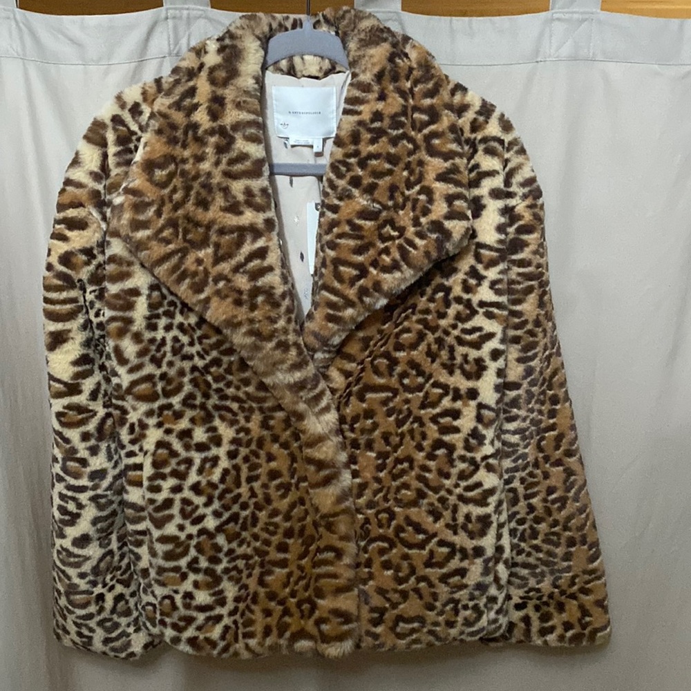 Anthropologie Leopard Faux Fur Jacket